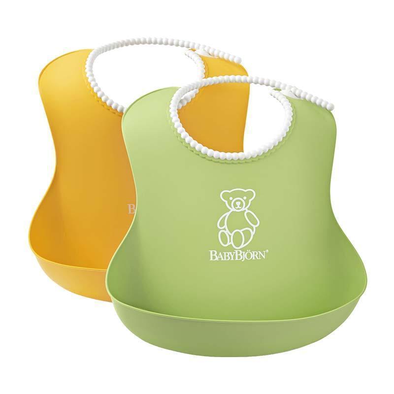 BabyBjörn 軟膠防碎屑圍兜 瑞典品牌-綠色 Green/黃色 Yellow-2個裝-Suchprice® 優價網