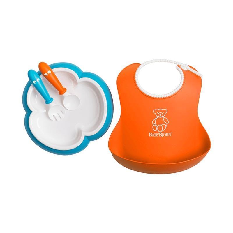 BabyBjörn Baby Feeding Gift Set 嬰兒餵食套裝 4歲以上 瑞典品牌-橙色 Orange/天藍色 Blue-Suchprice® 優價網