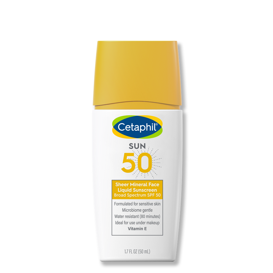 Cetaphil Sheer Mineral Face Liquid Sunscreen for Face With Zinc Oxide Broad Spectrum SPF 50 , water-resistant (80mins), for Sensitive Skin, Unscented, 50ml-Suchprice® 優價網