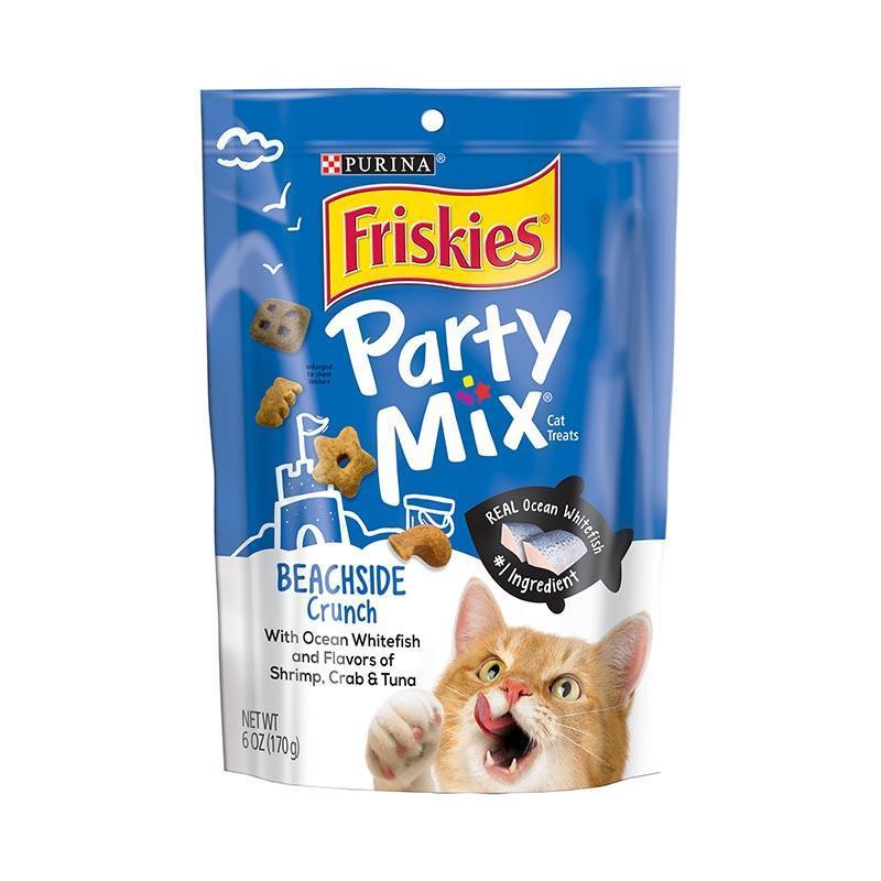 Friskies® 喜躍 Party Mix™ Beachside Crunch 鬆脆貓小食 海鮮及吞拿魚 袋裝 170g-1袋-Suchprice® 優價網