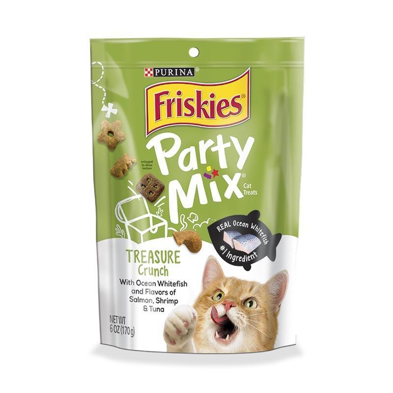 Friskies® 喜躍 Party Mix™ Treasure Crunch 鬆脆貓小食 三文魚, 蝦及吞拿魚 袋裝 170g-1袋-Suchprice® 優價網