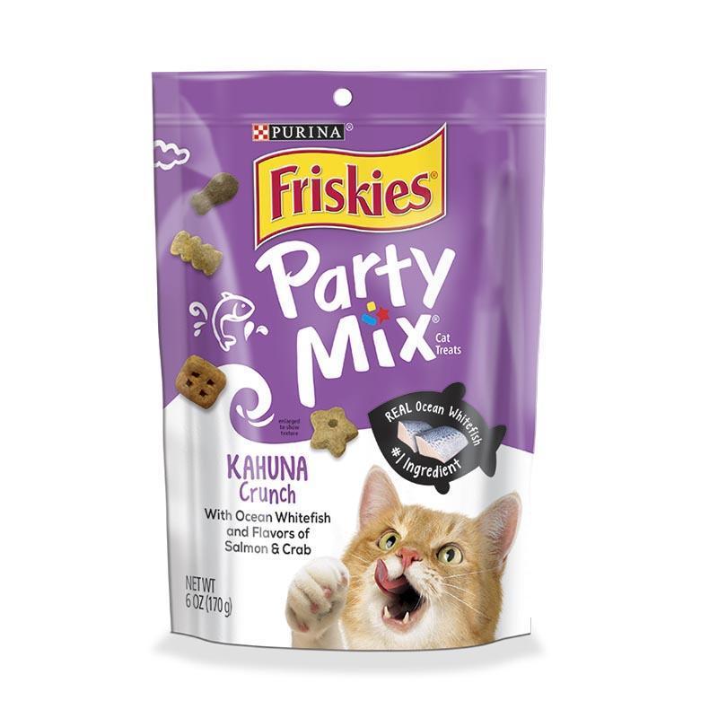 Friskies® 喜躍 Party Mix™ Kahuna Crunch 鬆脆貓小食 白鮭魚,三文魚及蟹 袋裝 170g-1袋-Suchprice® 優價網