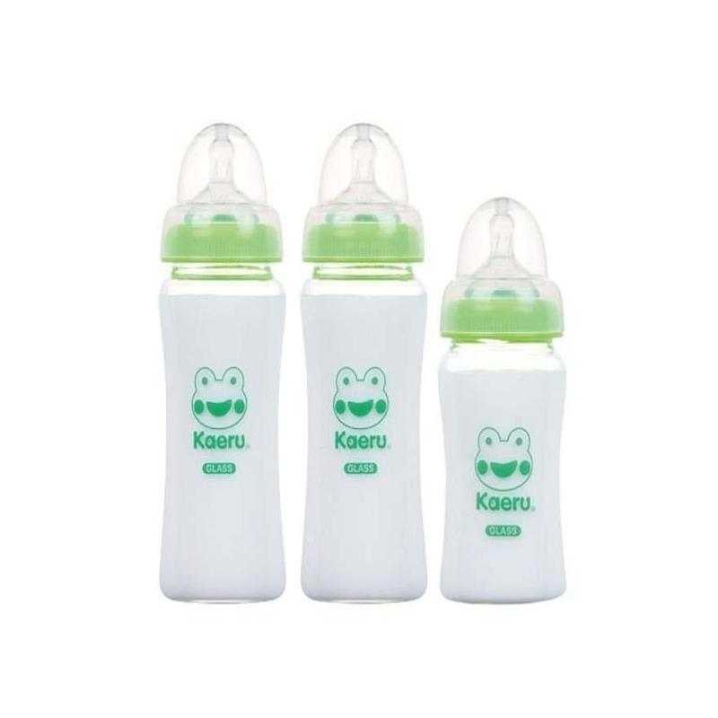 哈皮蛙 Kaeru 媽咪乳感寬口徑葫蘆玻璃奶瓶組2+1 台灣製-Suchprice® 優價網