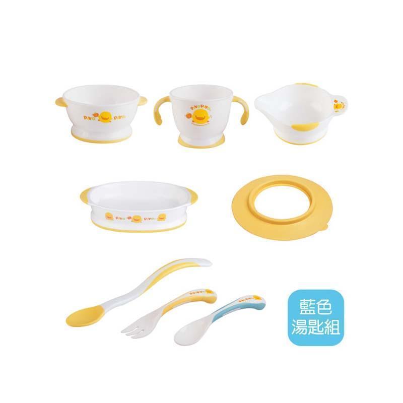 黃色小鴨 PiyoPiyo 一階段學習餐具組 台灣製-藍色 Blue-Suchprice® 優價網