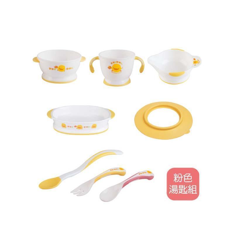 黃色小鴨 PiyoPiyo 一階段學習餐具組 台灣製-粉紅色 Pink-Suchprice® 優價網