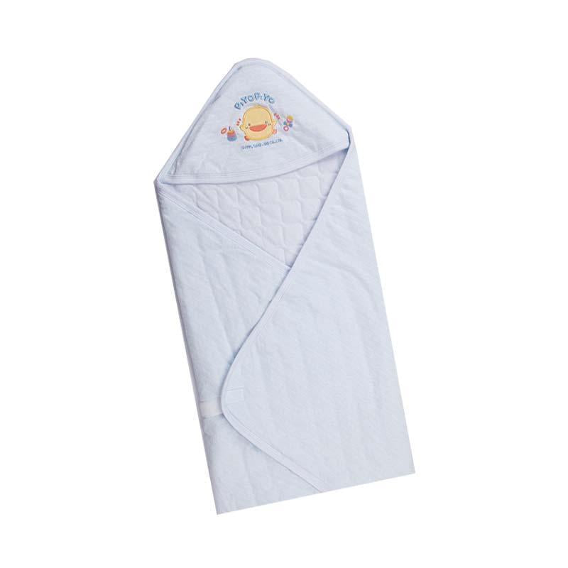 黃色小鴨 PiyoPiyo 夏季刺繡包巾 台灣製-藍色 Blue-Suchprice® 優價網