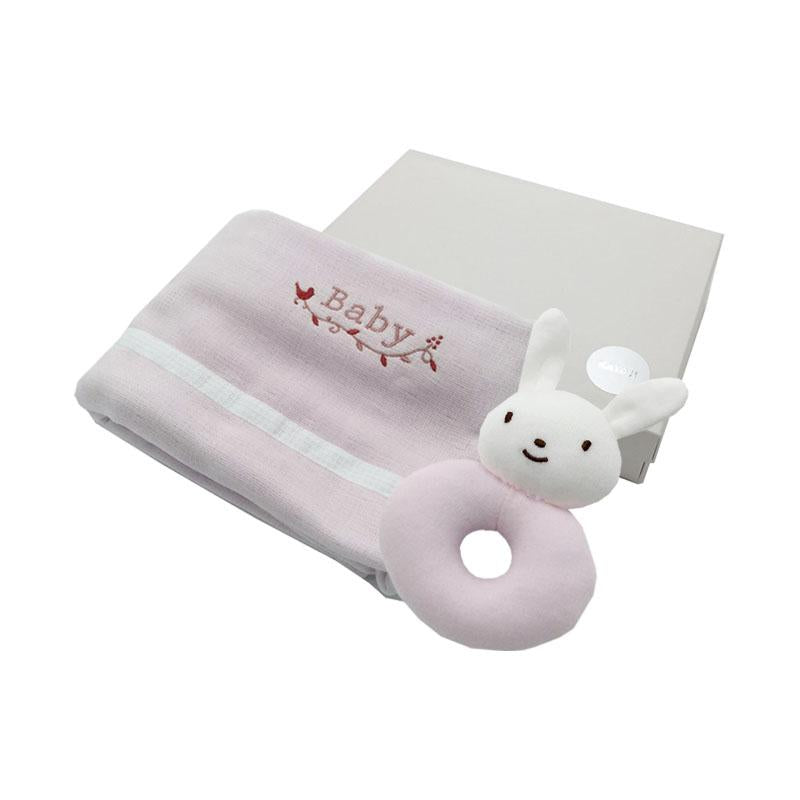 Katoji 和哂五重紗布被 嬰兒玩具 禮品套裝 日本進口-粉紅色-Suchprice® 優價網
