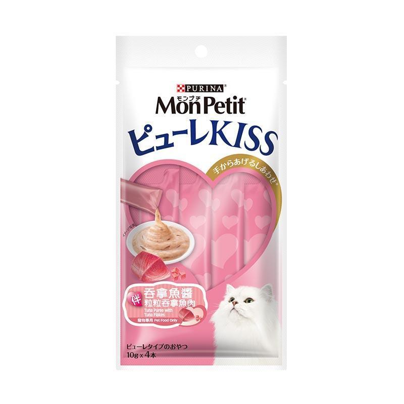 MonPetit Puree Kiss 貓小食系列-1袋 (4條)-吞拿魚醬伴粒粒吞拿魚肉-Suchprice® 優價網