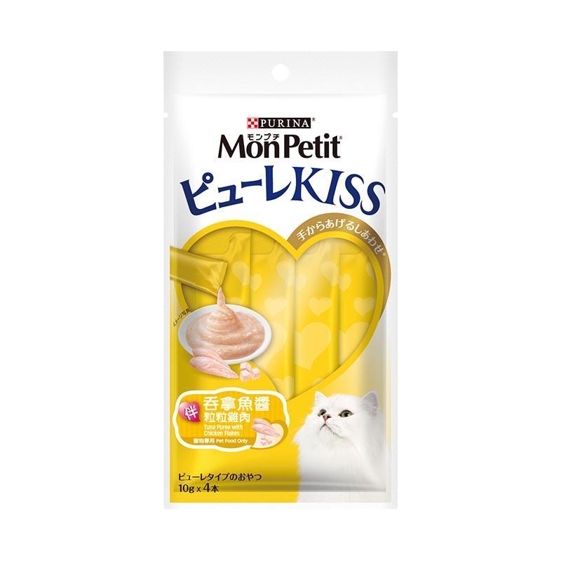 MonPetit Puree Kiss 貓小食系列-1袋 (4條)-吞拿魚醬伴粒粒雞肉-Suchprice® 優價網