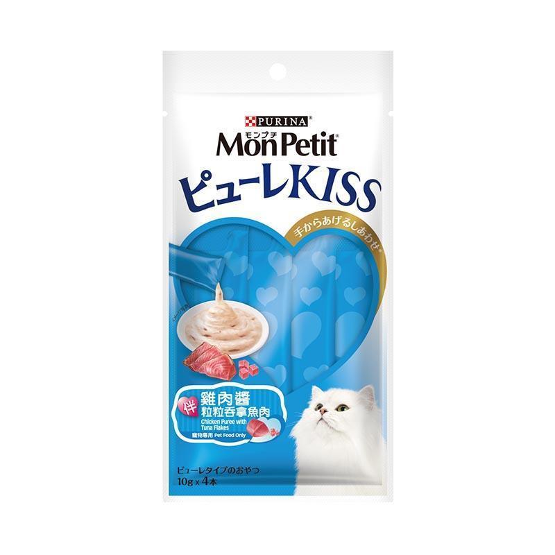 MonPetit Puree Kiss 貓小食系列-1袋 (4條)-雞肉醬伴粒粒吞拿魚肉-Suchprice® 優價網