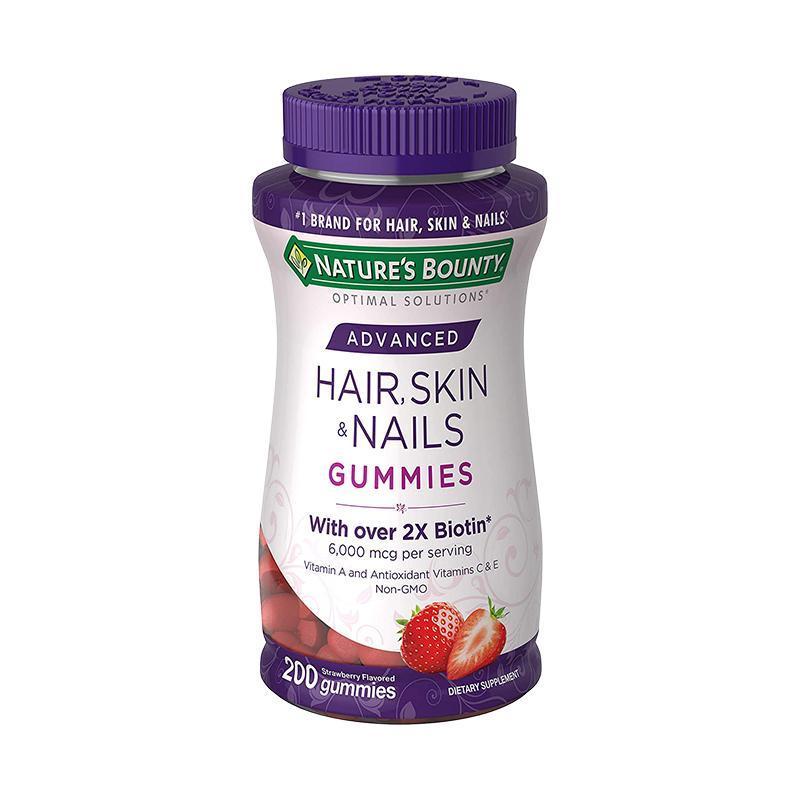 Nature's Bounty Optimal Solutions Hair Skin and Nails with over 200X Biotin 200 Gummies-Suchprice® 優價網