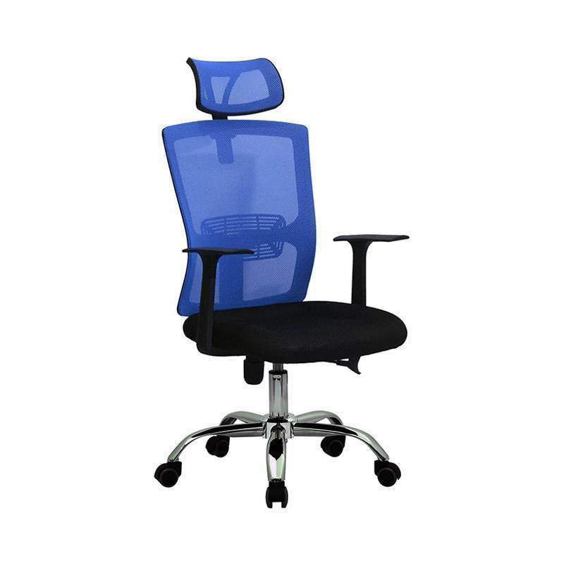 ProWork® D37 辦公椅 電腦椅 電鍍鋼腳-藍色 Blue-自己裝(紙箱包裝)-Suchprice® 優價網