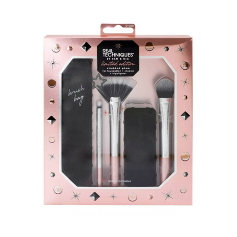 Real Techniques 限定版Studded Glam化妝掃化妝袋5件套裝, Cruelty-Free-Suchprice® 優價網