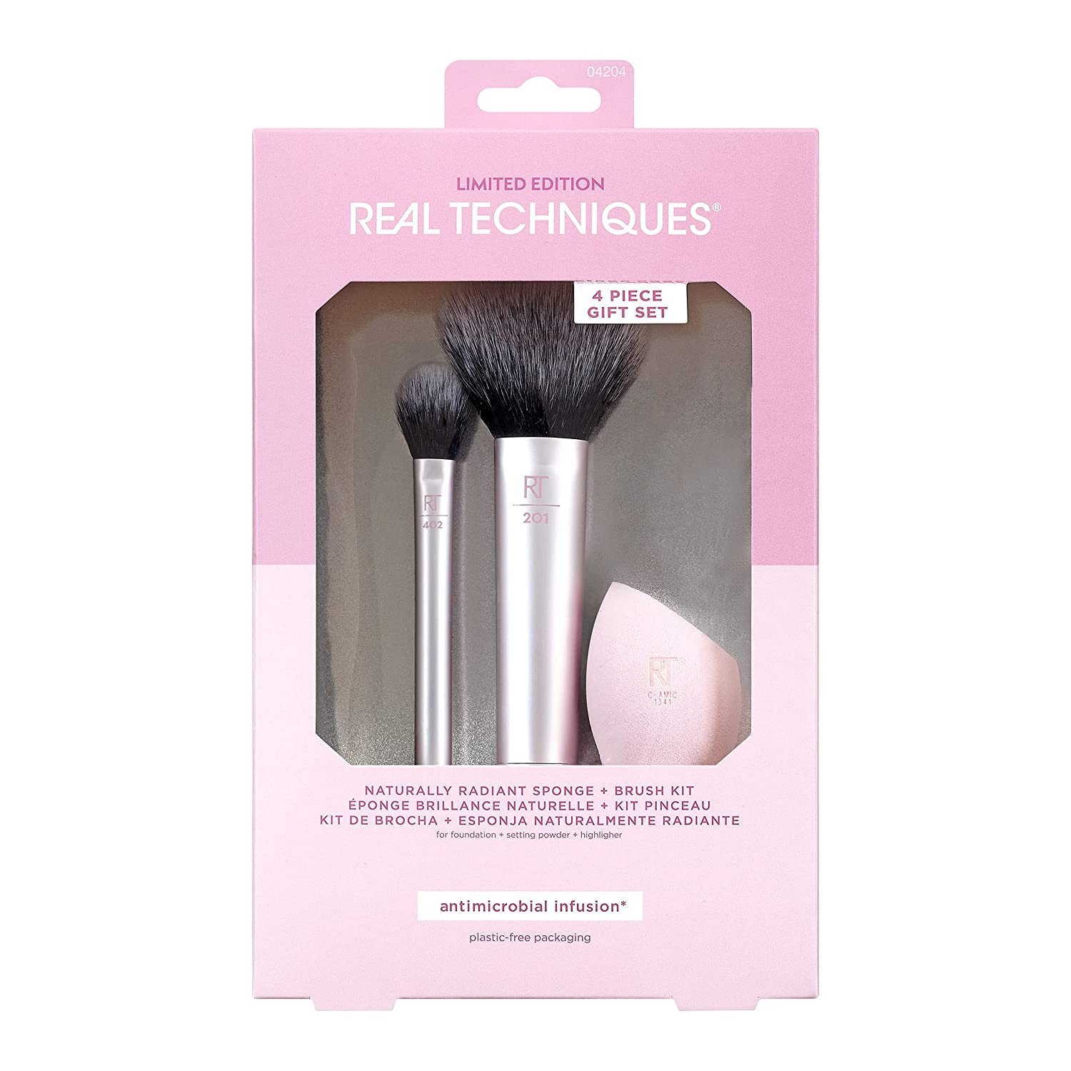 Real Techniques 節日限定自然閃亮化妝掃3件套裝連收納袋 (乾粉及定妝/修容) Cruelty-free-Suchprice® 優價網