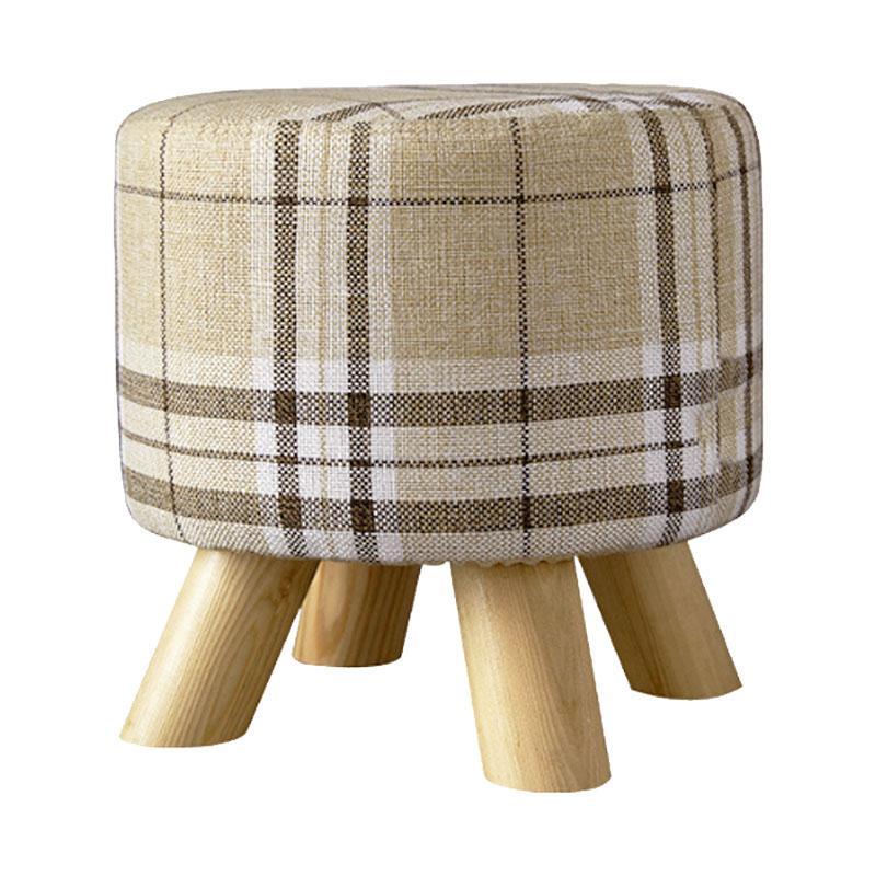 Suchprice® 優價網 C03 實木腳布藝小圓凳-Brown checker-Suchprice® 優價網