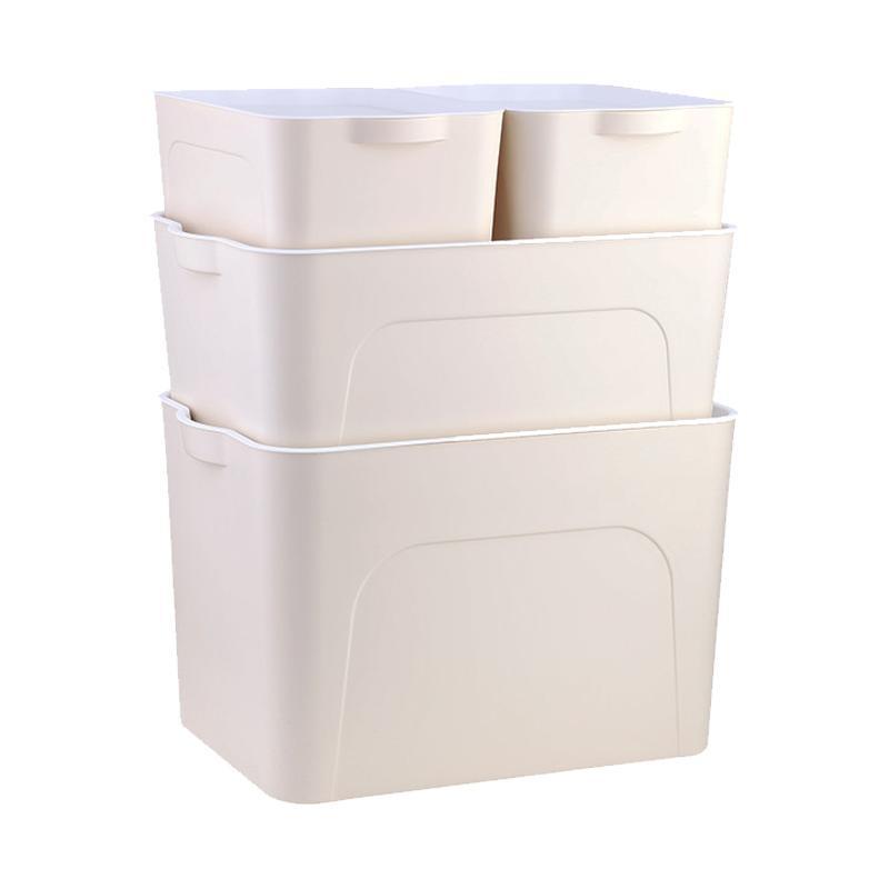 Suchprice® 優價網 P08 簡約收納箱 膠箱 4件套裝-米白色 White-Suchprice® 優價網