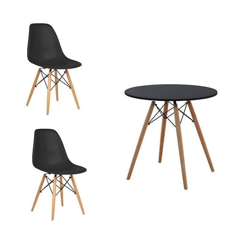 Suchprice® 優價網 W0380 木腳餐桌 80cm 連 A01 木腳餐椅 2張-黑色-黑色-Suchprice® 優價網